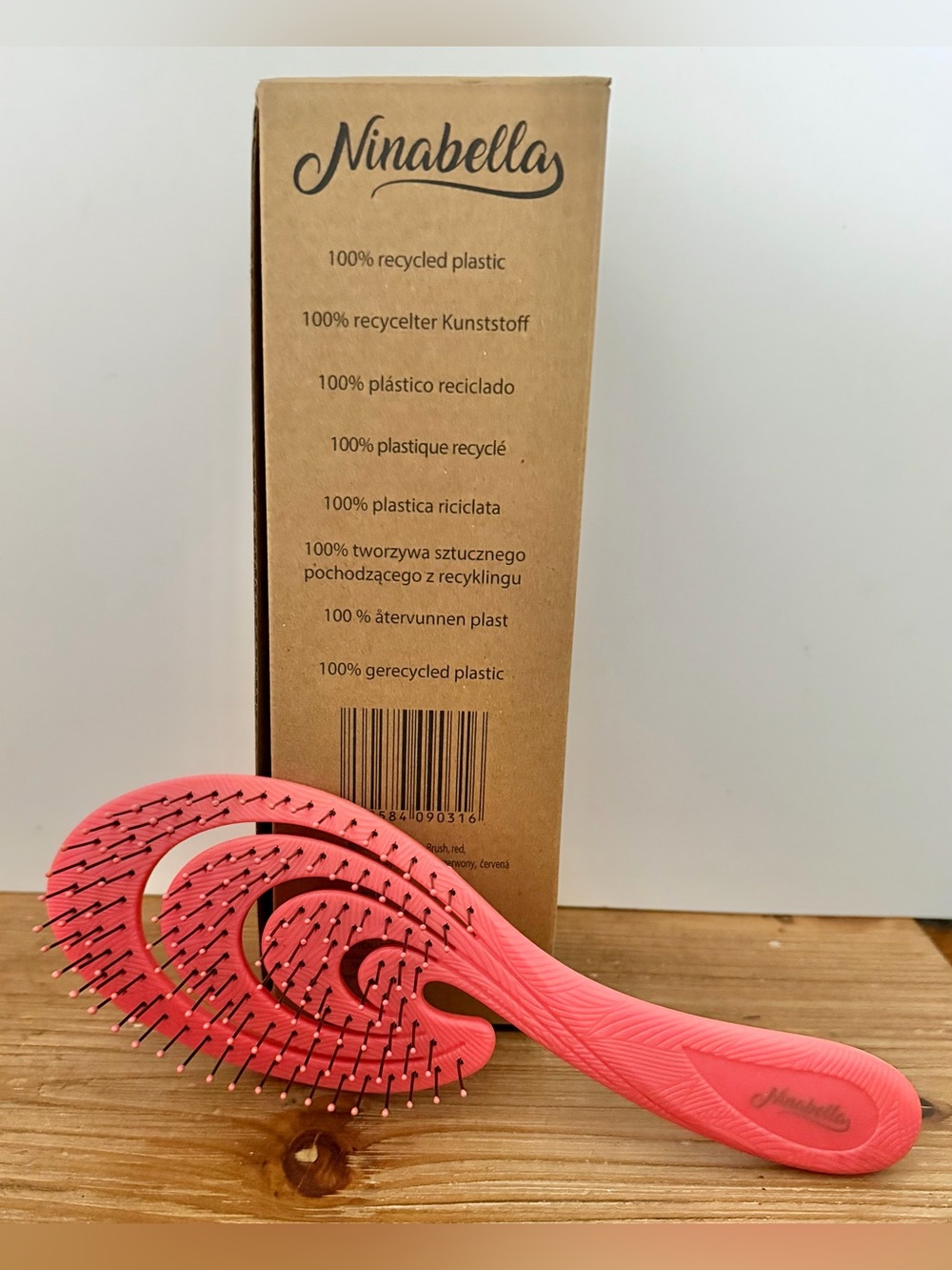 Brand new! Ninabella Coral Pink Detangling Hair Brush - Flexible Spiral Design